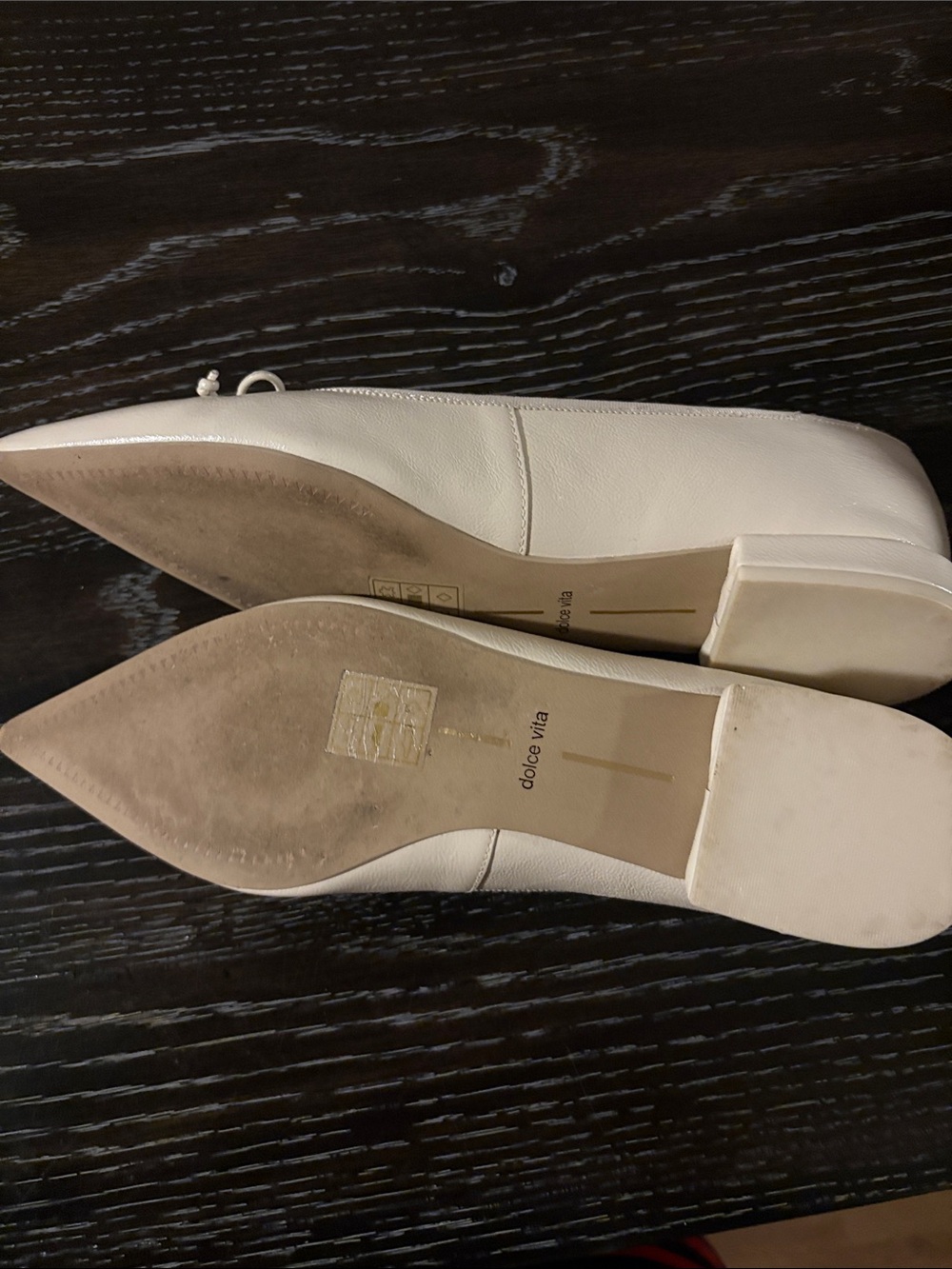 Dolce Vita Cream Pointed Patent Ballet Flats with Bow - Picture 4 of 4